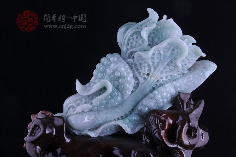 绿翡花菜缅甸翡翠摆件