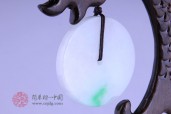平安是福白底绿平安扣缅甸翡翠挂件