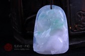 紫罗兰带绿如意兔缅甸翡翠挂件
