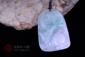 紫罗兰带绿如意兔缅甸翡翠挂件