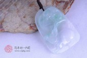 紫罗兰带绿如意兔缅甸翡翠挂件