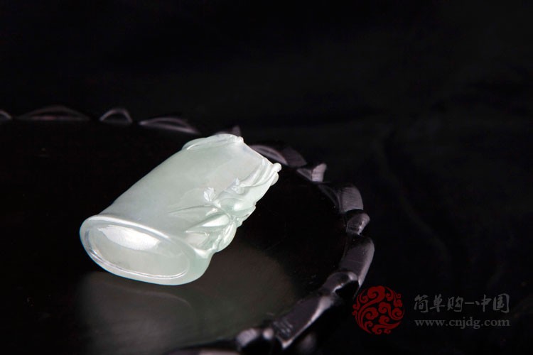 碧波凝翠缅甸天然翡翠A货老坑竹节翡翠挂件