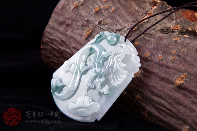 龙行天下缅甸天然翡翠A货飘花翡翠龙挂件