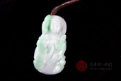 美妙绝伦缅甸天然A货白底绿翡翠观音挂件