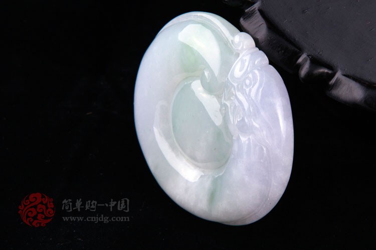 龙胜凤舞缅甸天然翡翠A货紫罗兰带绿游龙戏珠挂件