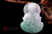 安详仁慈缅甸天然翡翠A货春带彩翡翠观音挂件（多款）