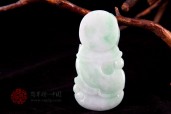 美妙绝伦缅甸天然A货白底绿翡翠观音挂件
