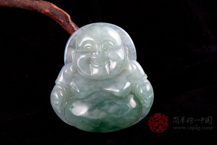 荧光闪闪缅甸天然翡翠A货冰油飘花佛挂件