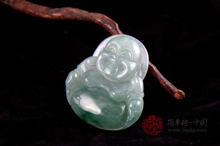 荧光闪闪缅甸天然翡翠A货冰油飘花佛挂件