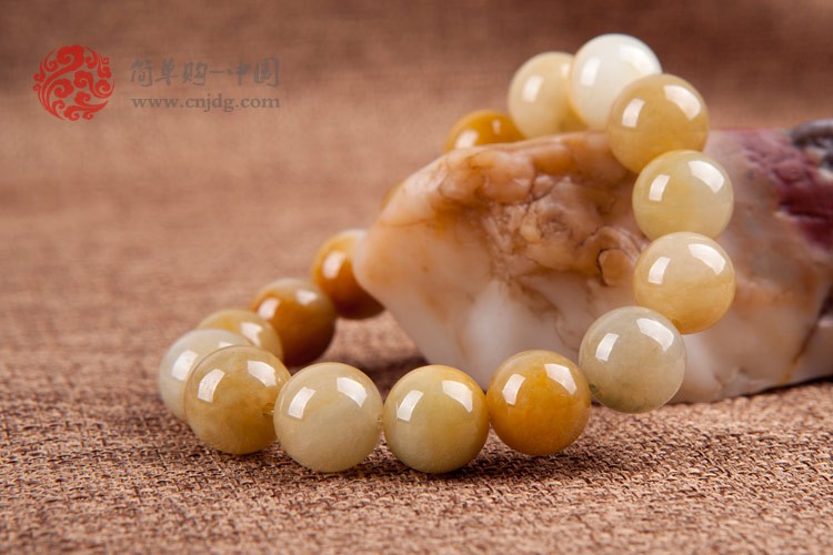黄翡翠玉珠缅甸翡翠佛珠