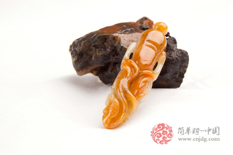 红翡人生如意缅甸翡翠挂件