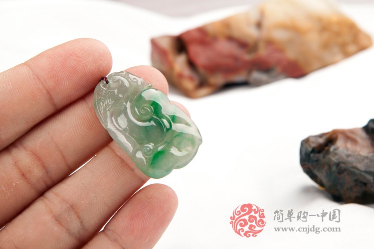 老坑带绿凤凰呈祥缅甸翡翠挂件