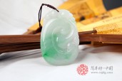 福财接到白底绿如意缅甸翡翠挂件