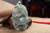 油青种仙鹤龙龟贺寿缅甸翡翠手玩件