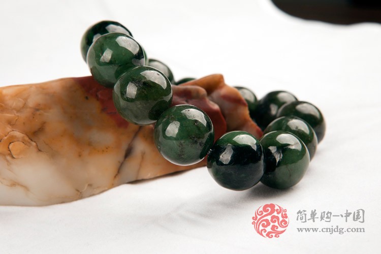 油青种缅甸翡翠碧绿佛珠