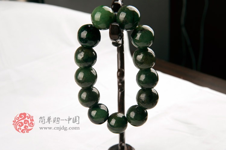 油青种缅甸翡翠碧绿佛珠