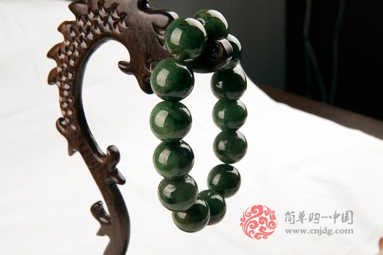 油青种缅甸翡翠碧绿佛珠