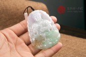 三彩观音缅甸翡翠挂件