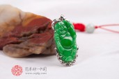 老坑正绿招财笑佛(镶金、镶钻)缅甸翡翠挂件