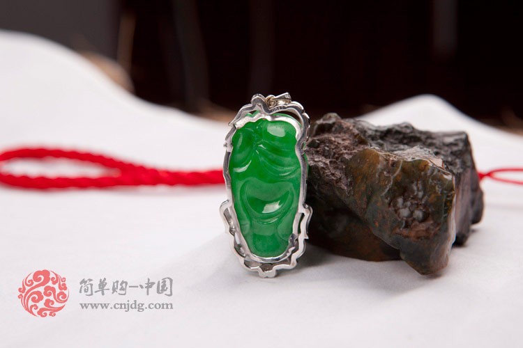 老坑正绿招财笑佛(镶金、镶钻)缅甸翡翠挂件