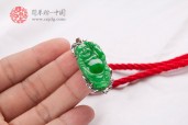 老坑正绿招财笑佛(镶金、镶钻)缅甸翡翠挂件