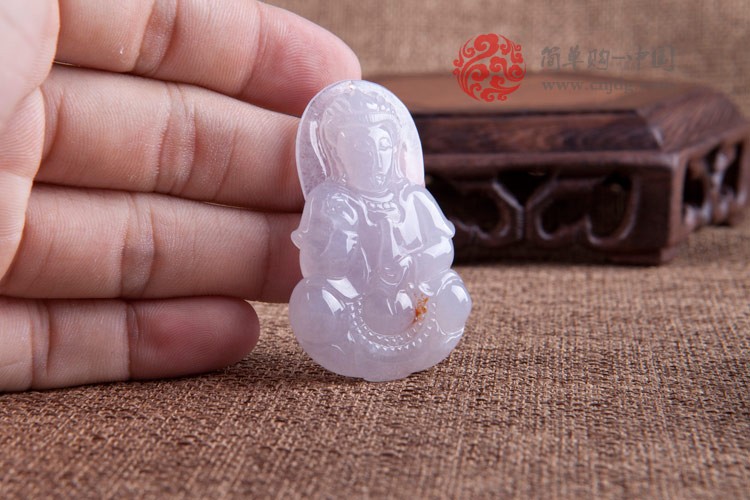 紫带翡观音缅甸翡翠挂件