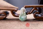 永保平安白底绿观音缅甸翡翠挂件