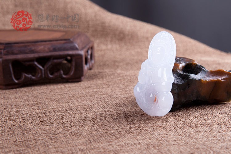 紫带翡观音缅甸翡翠挂件