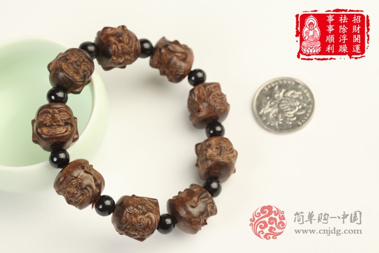 罗汉护法天然黑檀木驱邪招财手串