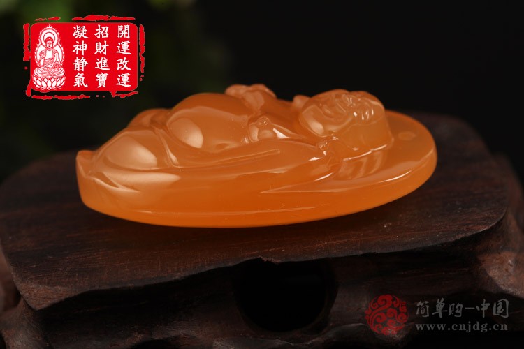 百福具臻天然金冻石丰财聚宝笑佛吊坠