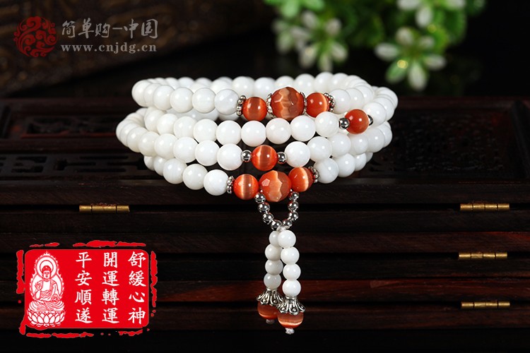 蕙质兰心天然白砗磲平安顺遂佛珠手串