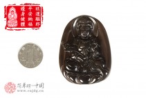 旺运驱邪天然冰种黑曜石平安纳福观音吊坠