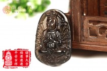 诸事大吉天然冰种黑曜石福运连连千手观音吊坠